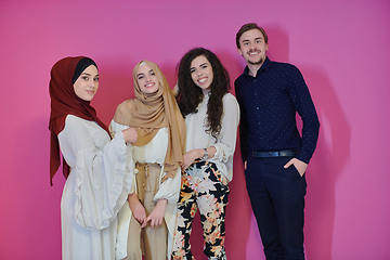 Image showing Portrait of happy young muslims representing Ramadan concept