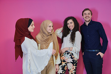 Image showing Portrait of happy young muslims representing Ramadan concept