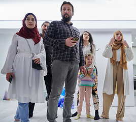 Image showing Big muslim family photo in the house