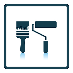 Image showing Icon of construction paint brushes