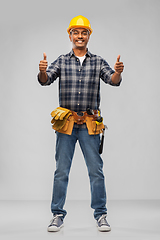 Image showing happy indian worker or builder showing thumbs up