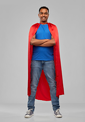 Image showing indian man in red superhero cape with arms crossed