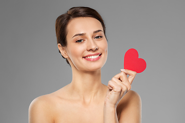 Image showing beautiful woman with pink heart shape