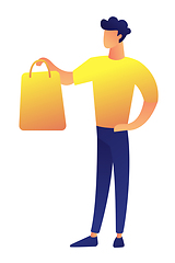 Image showing Customer standing with shopping bag vector illustration.