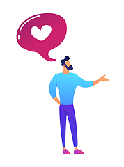 Image showing Businessman and speech bubble with heart shape vector illustration.