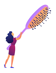 Image showing Woman with big hairbrush vector illustration.