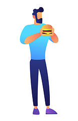 Image showing Businessman eating hamburger vector illustration.