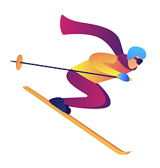 Image showing Skier riding downhill vector illustration.
