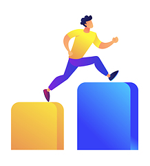 Image showing Businessman running up the columns graph vector illustration.