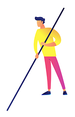 Image showing Swimming pool cleaner with a pole vector illustration.