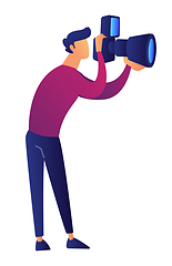 Image showing Paparazzi taking photo with modern digital camera vector illustration.