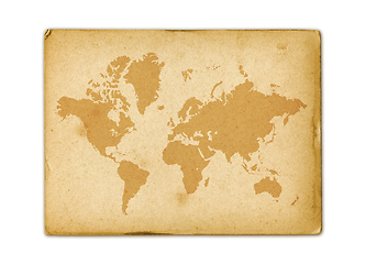 Image showing Vintage world map on old parchment paper