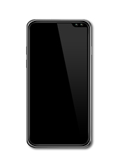 Image showing All-screen black smartphone mockup isolated on white. 3D render