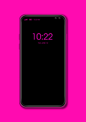 Image showing All-screen black smartphone mockup isolated on pink. 3D render