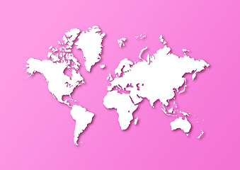 Image showing Detailed world map isolated on a pink background