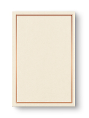 Image showing Closed beige blank book with frame isolated on white