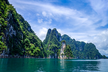 Image showing Cheow Lan Lake cliffs, Khao Sok National Park, Thailand