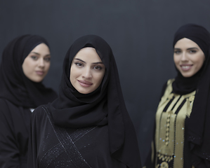 Image showing Portrait of Arab women wearing traditional clothes or abaya