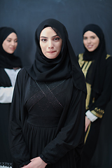 Image showing Portrait of Arab women wearing traditional clothes or abaya