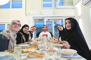 Image showing Muslim family having iftar together during Ramadan.