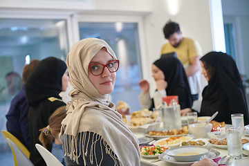 Image showing Muslim family having iftar together during Ramadan.