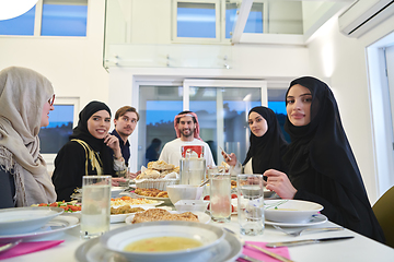 Image showing Muslim family having iftar together during Ramadan.