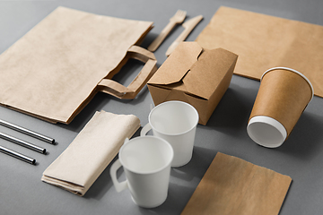 Image showing disposable paper takeaway food packing stuff