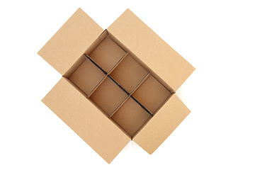 Image showing Brown Cardboard Box with Six Compartments 