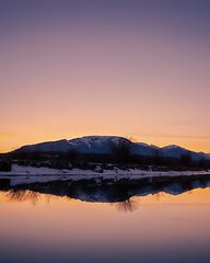 Image showing Mountain Reflection at sunset