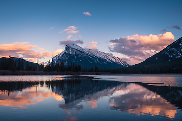 Image showing Mount Rundle reflected in Vermillion Lakes