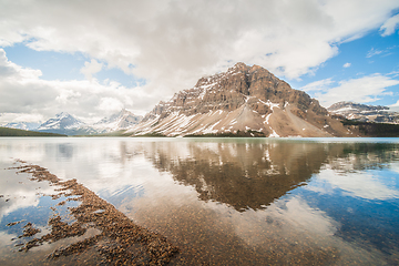 Image showing Crowfoot Mountain Reflected in Bow Lake