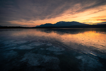 Image showing Frozen Lake with a red Sky