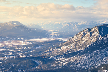 Image showing Winter mountain top view of the Columbia Valley