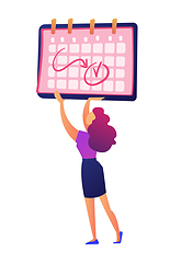 Image showing Businesswoman holding calendar with notes vector illustration.