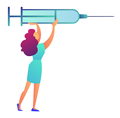 Image showing Female nurse with syringe vector illustration.