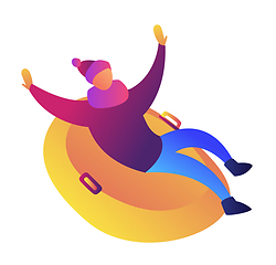 Image showing Man riding snow tubing vector illustration.