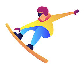 Image showing Snowboarder jumping vector illustration.