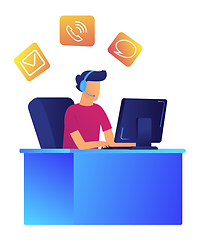 Image showing Male operator with headset in customer support center vector illustration.