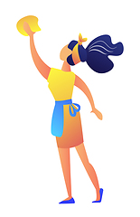 Image showing Young housewife cleaning vector illustration.