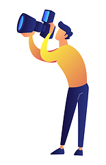 Image showing Photographer taking photo with modern digital camera vector illustration.