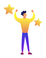 Image showing Successful businessman with golden stars vector illustration.