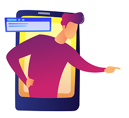 Image showing Businessman pointing finger from smartphone screen vector illustration.