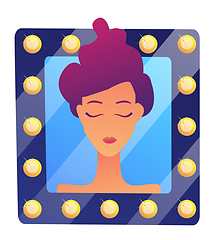 Image showing Female client in beauty salon mirror vector illustration.