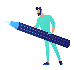 Image showing Businessman holding a big pencil vector illustration.