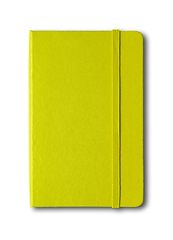 Image showing Lime green closed notebook isolated on white