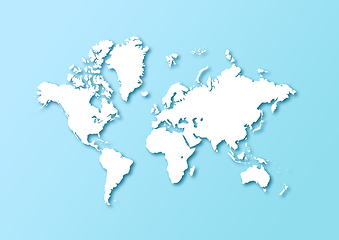 Image showing Detailed world map isolated on a light blue background