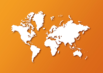 Image showing Detailed world map isolated on orange background