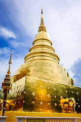 Image showing Wat Phra Singh golden stupa, Chiang Mai, Thailand