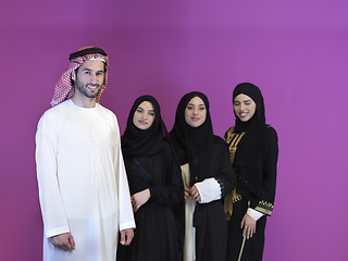 Image showing Portrait of young muslim people in traditional clothes