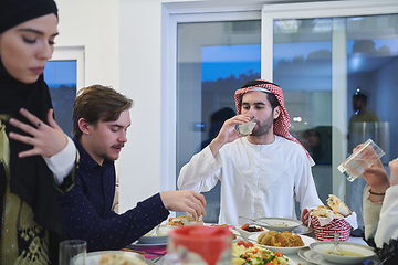 Image showing Muslim family having iftar together during Ramadan